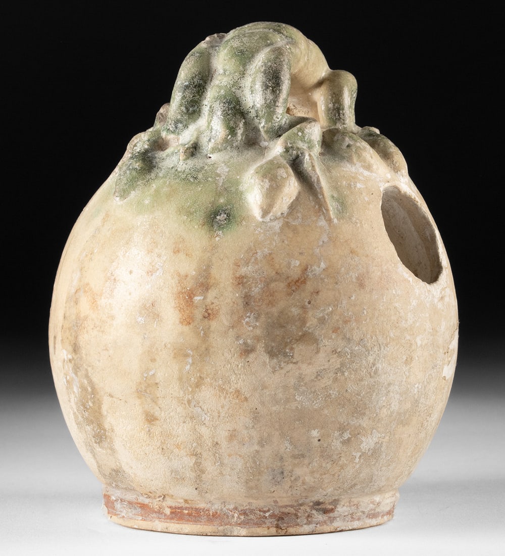 16th C. Anamese Stoneware Lime Pot w/ Vine Handle (1 of 4)