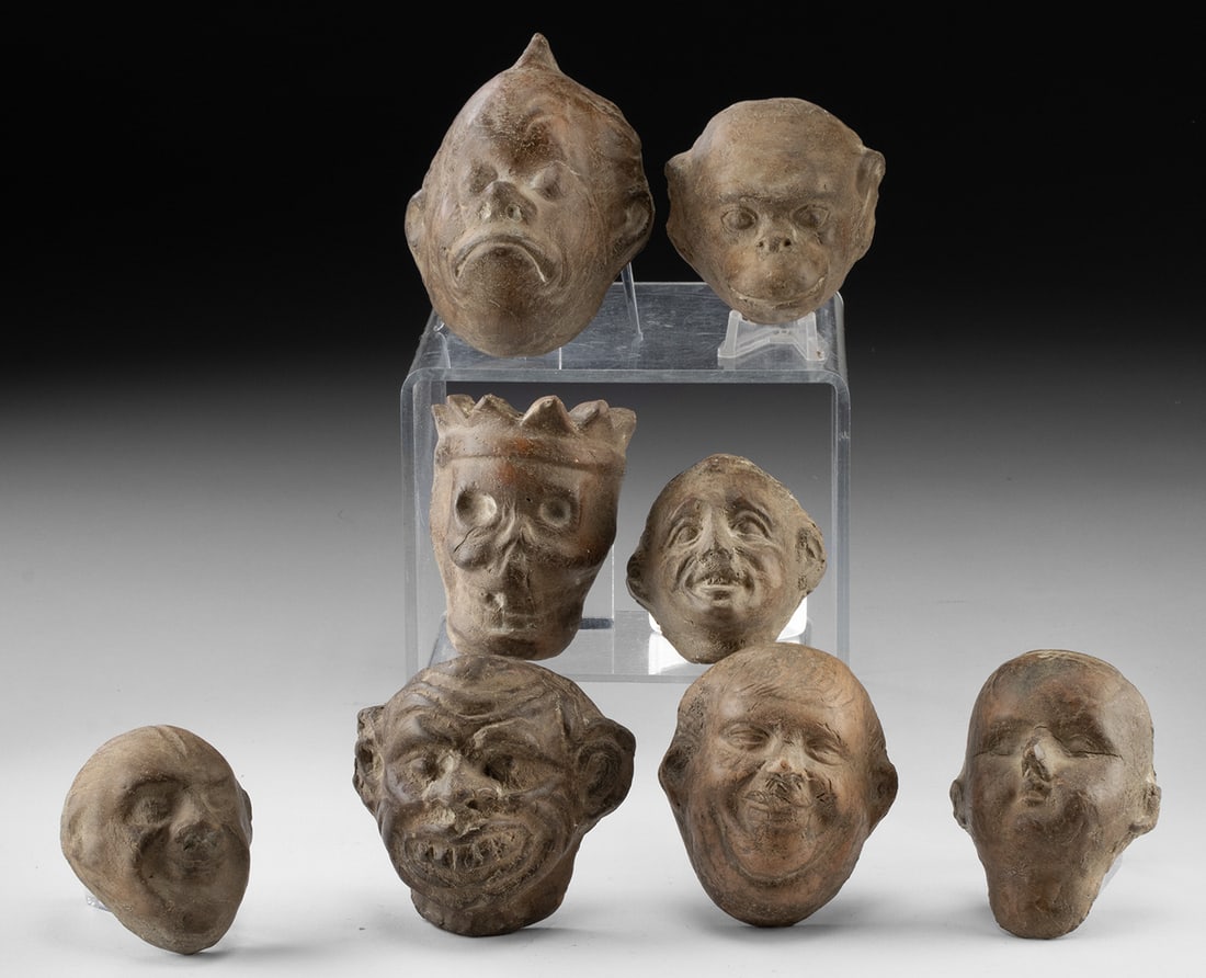 Rare 8 Mexican Pottery Mask Molds for Papier Mache (1 of 3)