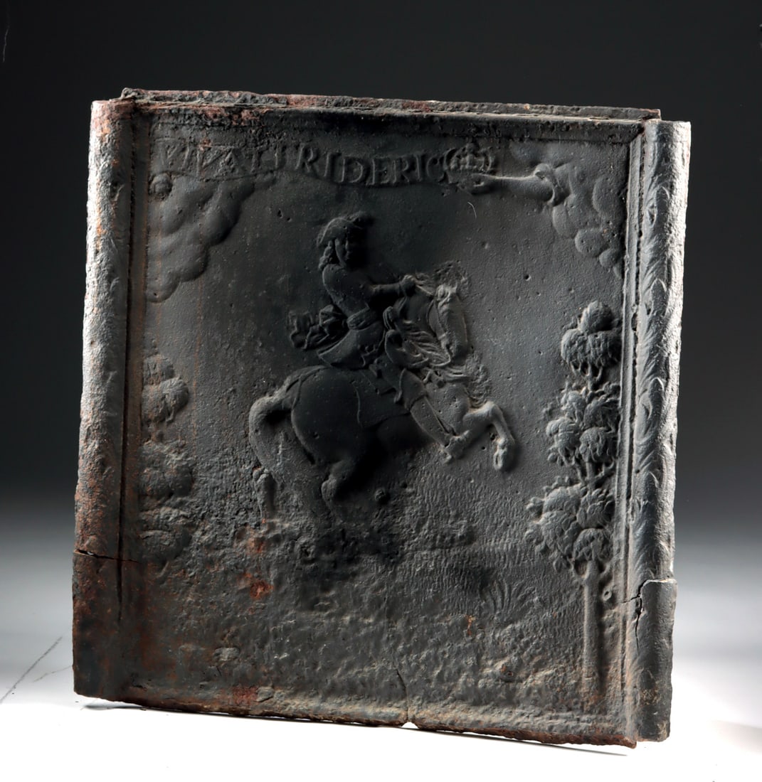 Norwegian Cast Iron Stove Panel - Vivat Frideric, 1745 (1 of 3)