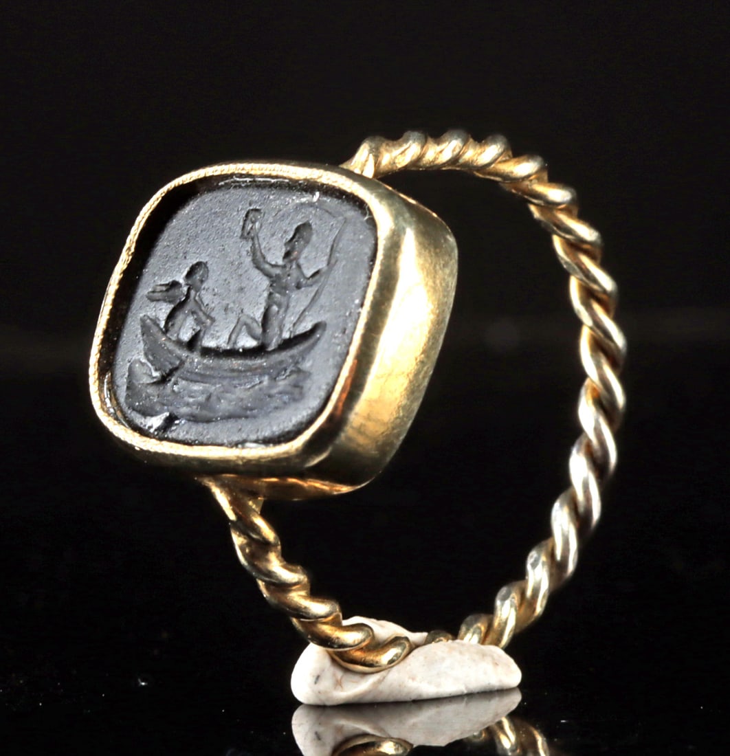 18th C. Georgian Silver Ring w/ Intaglio, Cupid & Time (1 of 3)