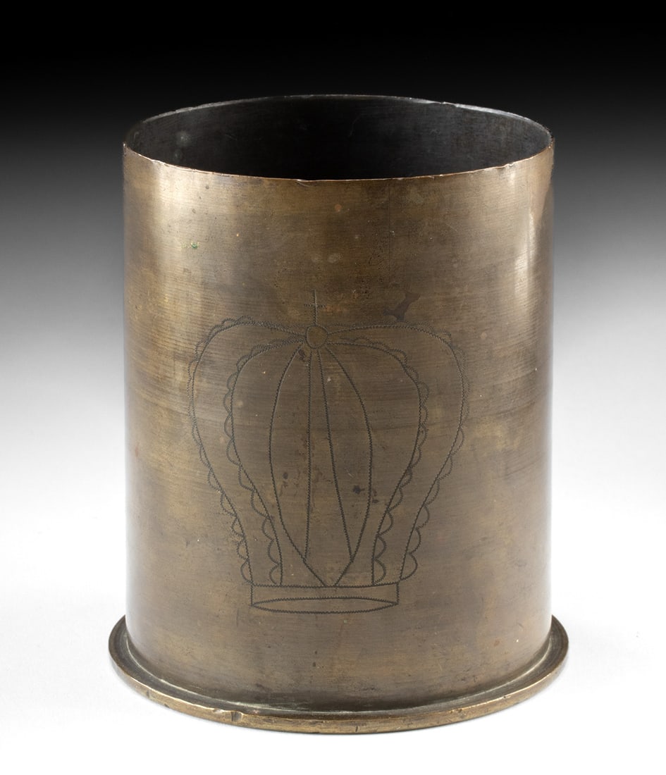 World War I German Brass Shell Casing w/ Iron Cross (1 of 5)