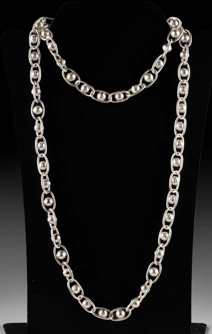Spratling Workshop Silver Oval Link & Sphere Necklace (1 of 4)