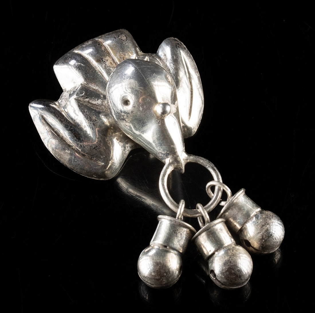 William Spratling Sterling Silver Brooch, Bird w/ Bells (1 of 4)