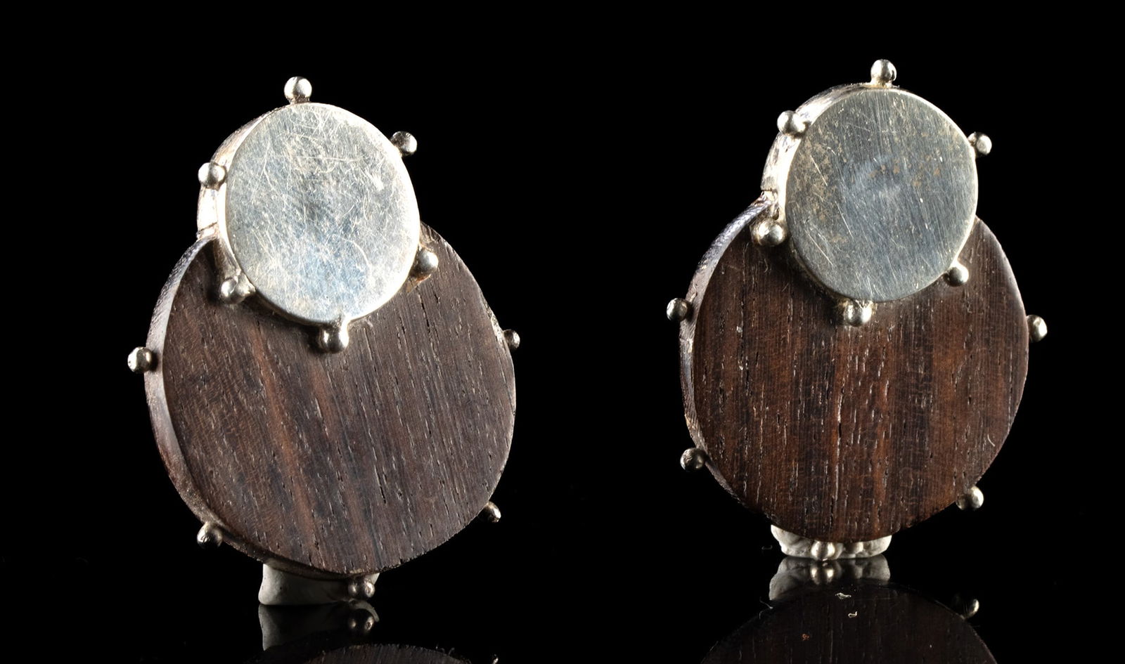 Silver & Ebony Earrings, attr. Spratling Workshop (1 of 2)