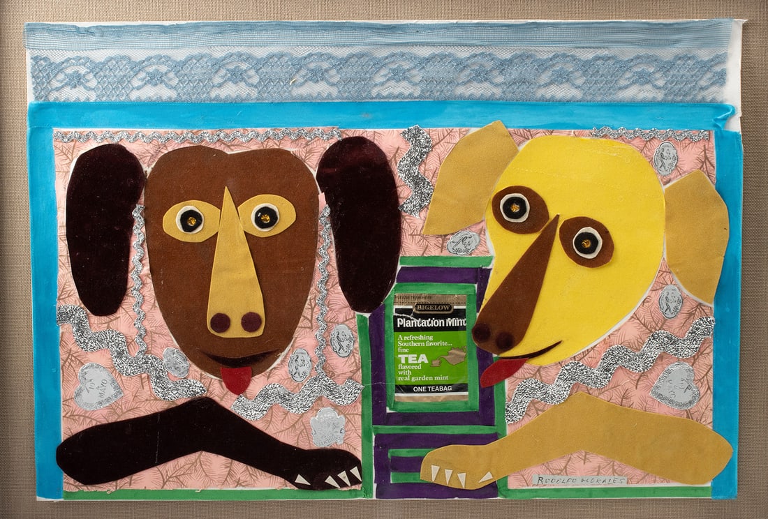 Rodolfo Morales Mixed Media Collage - Puppies (1993) (1 of 3)