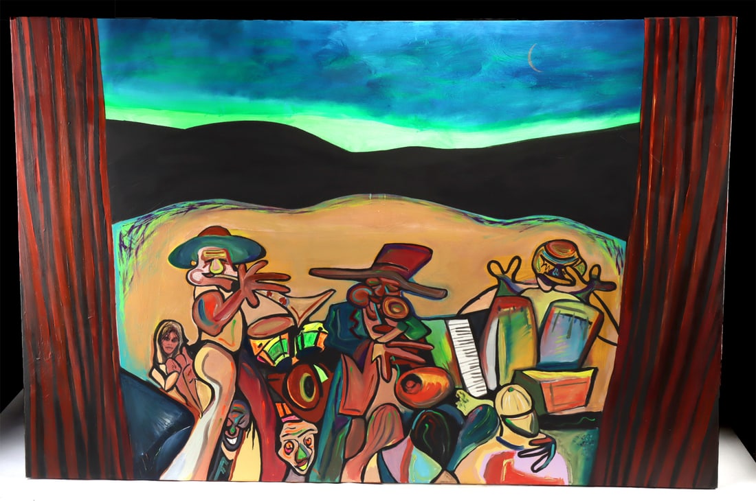Rod Grier Painting - "Rocky Mountain Jazz" (2003): Rod Grier (American, XX-XXI). "Rocky Mountain Jazz" acrylic on canvas, 2003. Signed and dated lower left. A large-scale painting by Rod Grier that appropriately titled "Rocky Mountain Jazz". In this c