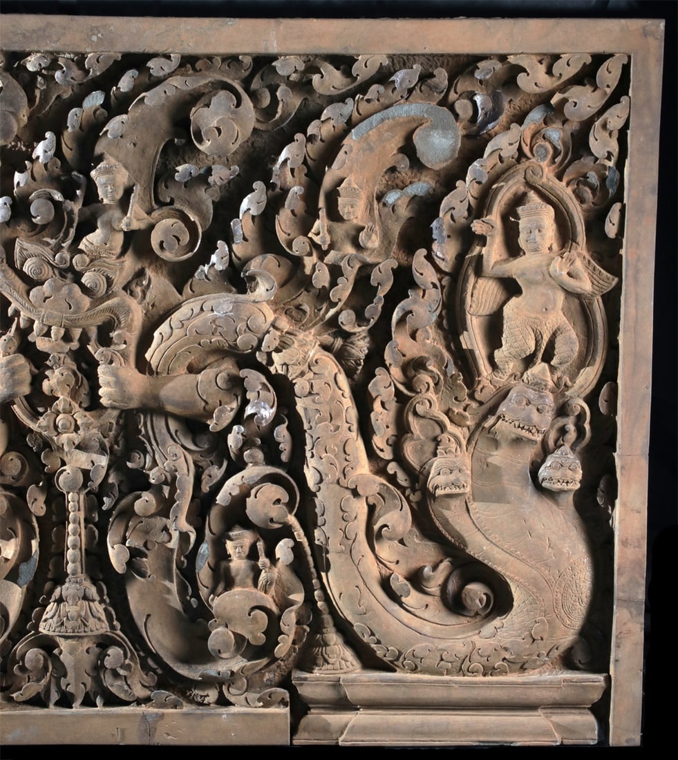 Large Cambodian Stone Lintel - Vishnu on Garuda - 2