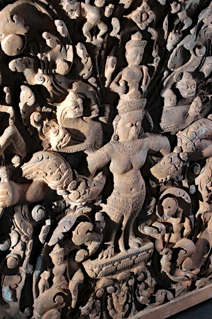 Large Cambodian Stone Lintel - Vishnu on Garuda - 5