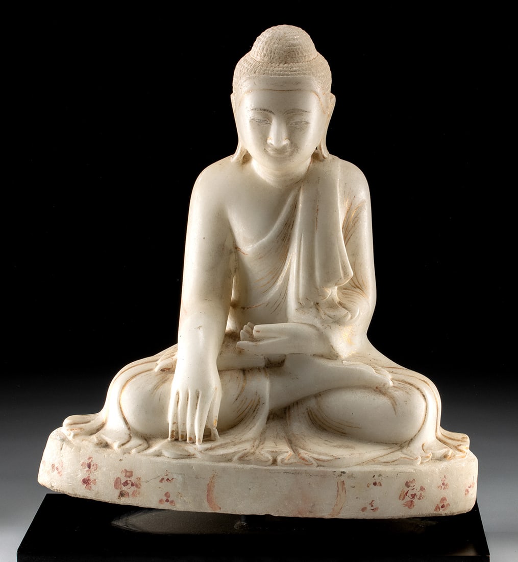 19th C. Burmese Mandalay Marble Seated Buddha Sculpture (1 of 4)