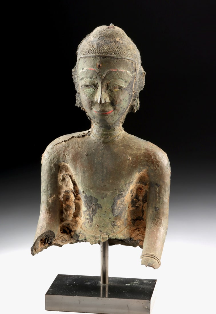 Early 19th C. Thai or Laos Bronze Buddha Torso (1 of 4)