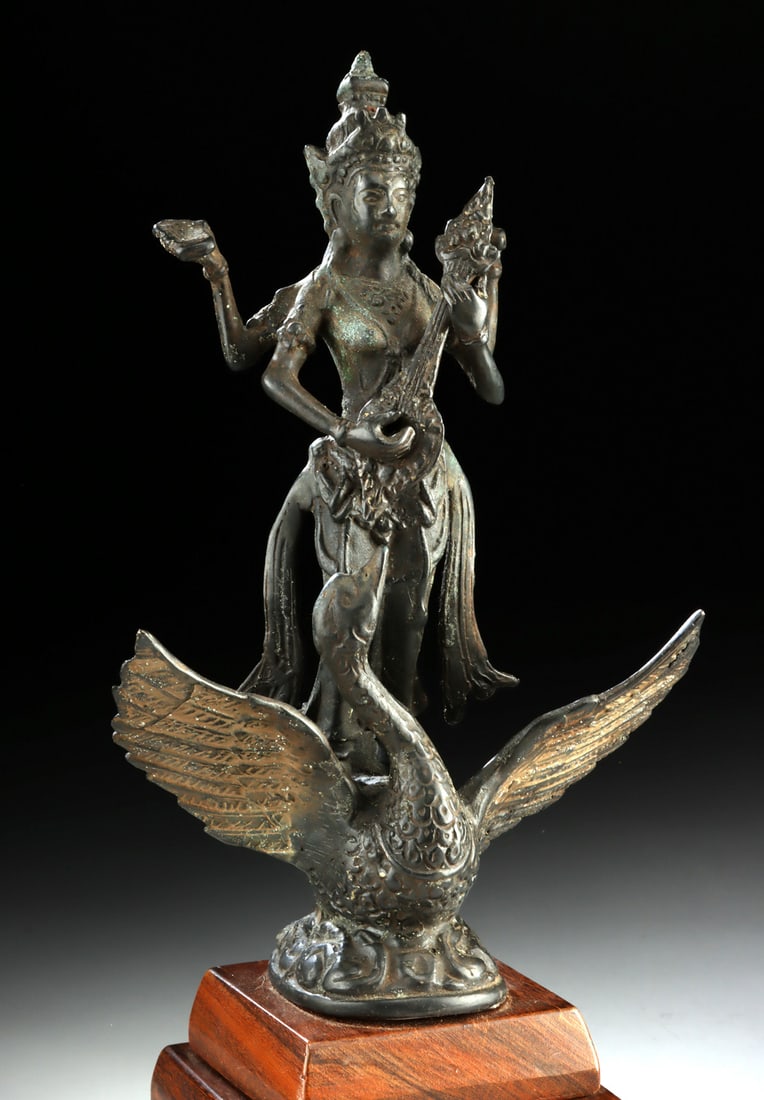 Indonesian Brass Saraswati Figure on Hamsa Swan (1 of 4)