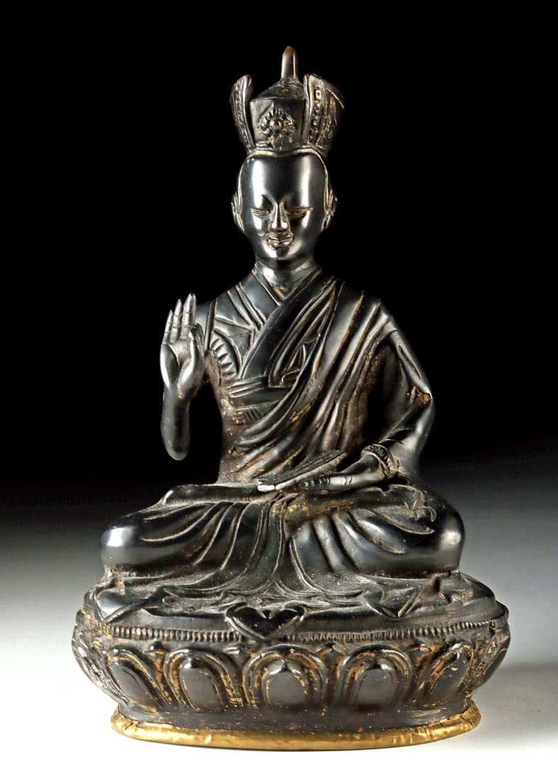 Tibetan Lacquered Brass Lama - Vitarka Mudra (1 of 4)