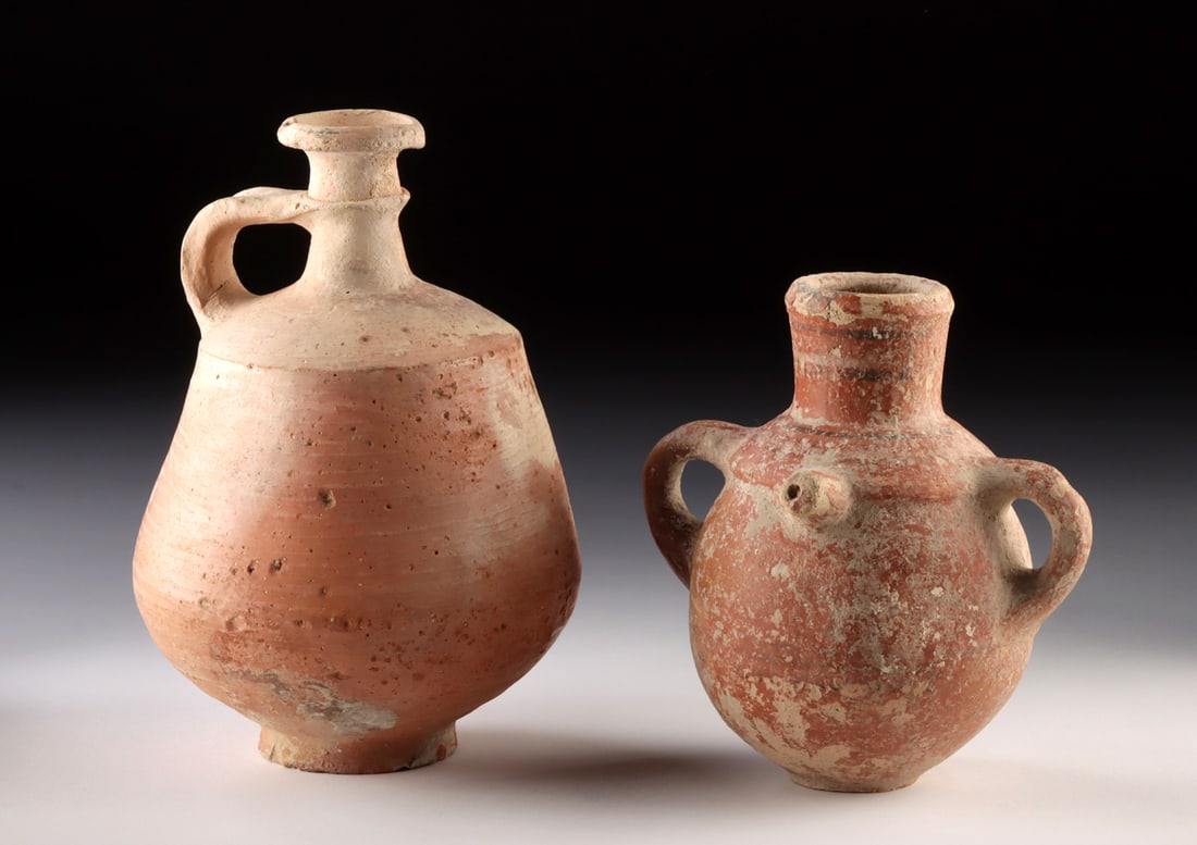 Two Holy Land Pottery Vessels - Decanter & Spouted Jug (1 of 2)