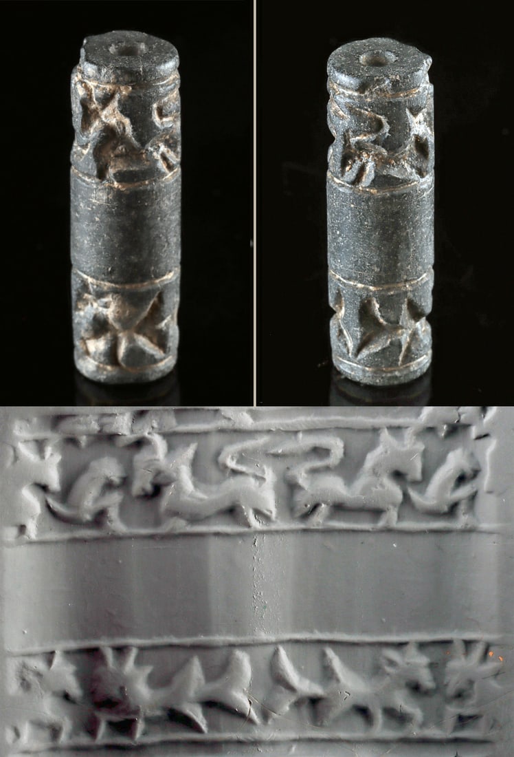 Elamite Bitumen Cylinder Seal, appraised by W. Lambert (1 of 3)