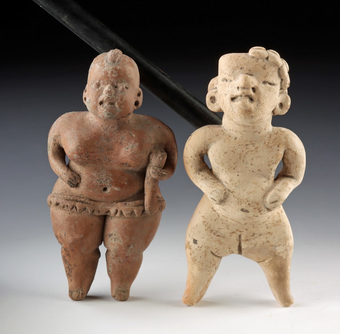 Two Olmecoid Pottery Standing Nude Female Figures (1 of 2)