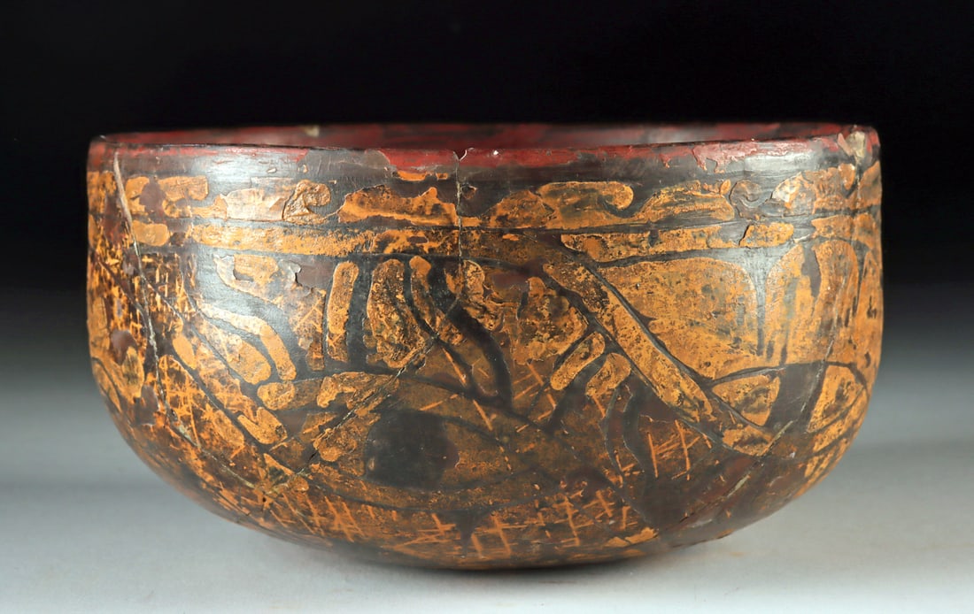 Incised Maya Abstract Polychrome Pottery Bowl (1 of 5)