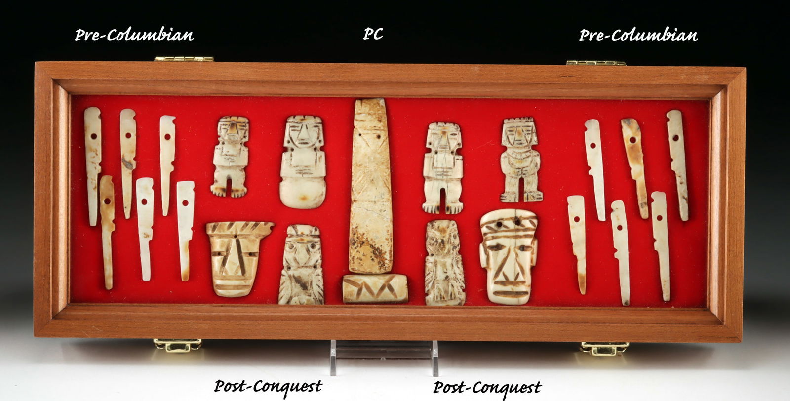Lot of Pre & Post Conquest Shell Pendants - Costa Rica: Pre-Columbian and post conquest periods, Costa Rica, Atlantic watershed, ca. 1200 to 1950 CE. Interesting collection of pendants carved from clam shell and bone. Included are 13 Pre-Columbian