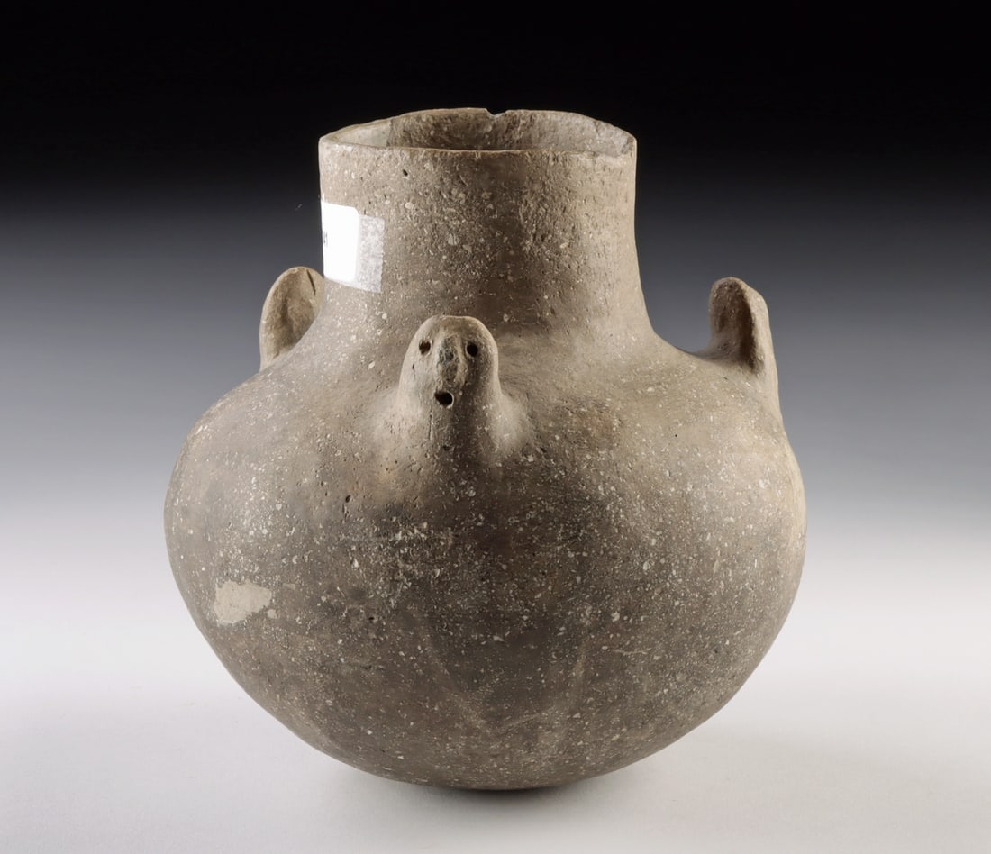 Mississippian Pottery Jar with 3 Heads (1 of 4)