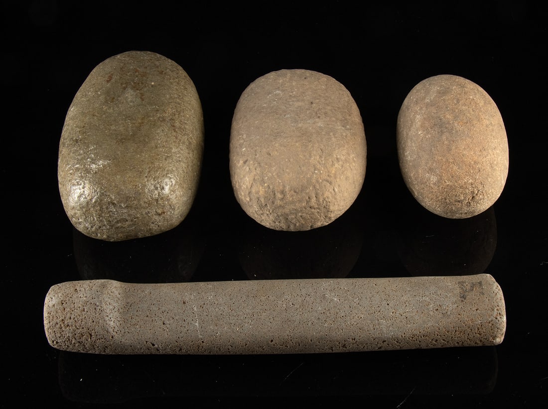 Four Native American Stone Manos & Pestle Tools (1 of 1)