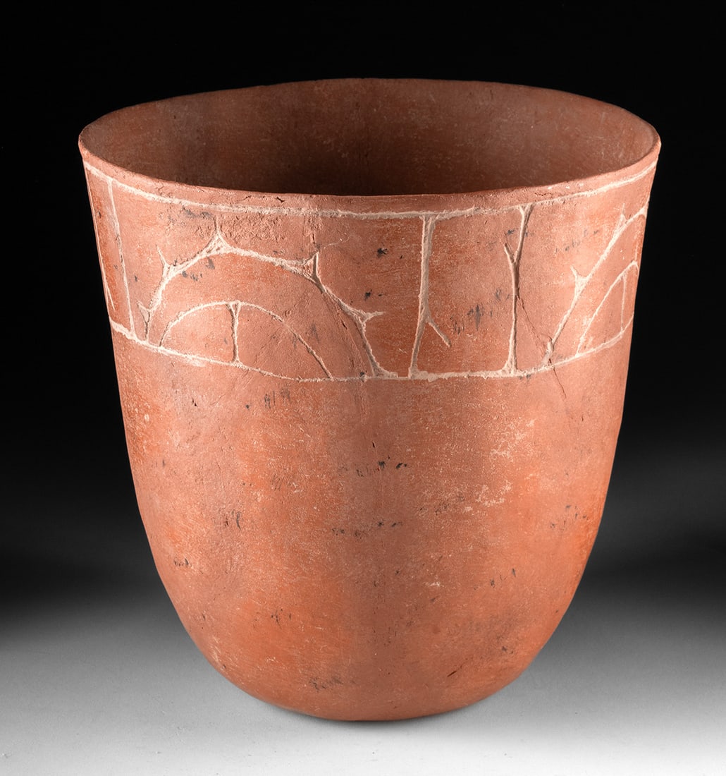 Caddo Avery Engraved Redware Vase: Native American, Southeastern United States, Mississippian culture, Caddo, ca. 1200 to 1500 CE. A Mississippian Caddo redware Avery vase marked by its warm earthen surface and restrained engraved band