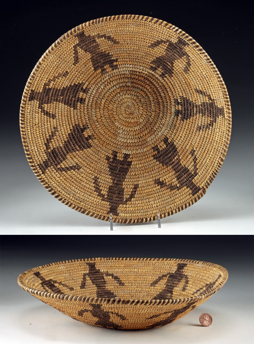 Pima / Papago Coiled Pictorial Basket Bowl with Figures (1 of 2)