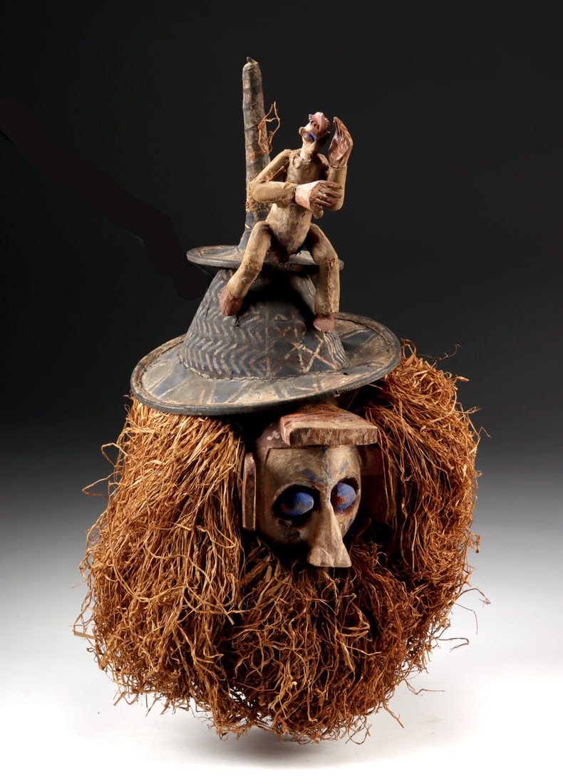 Congolese Yaka Nkanda Dance Mask w/ Birth Figure (1 of 2)