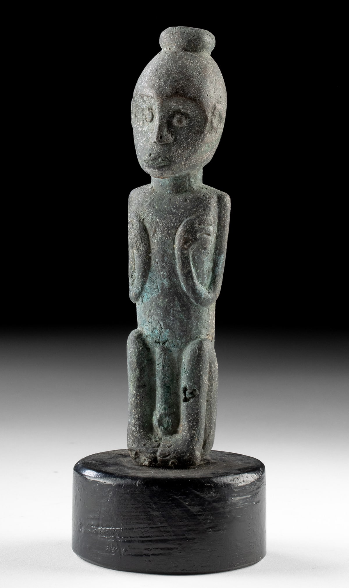 Dogon Brass Nude Seated Male Figure - Erect Phallus (1 of 2)