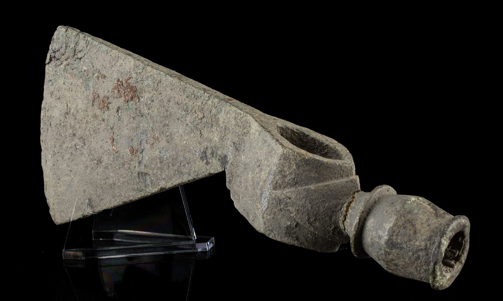 18th C. British Steel Tomahawk Head Peace Pipe (1 of 2)