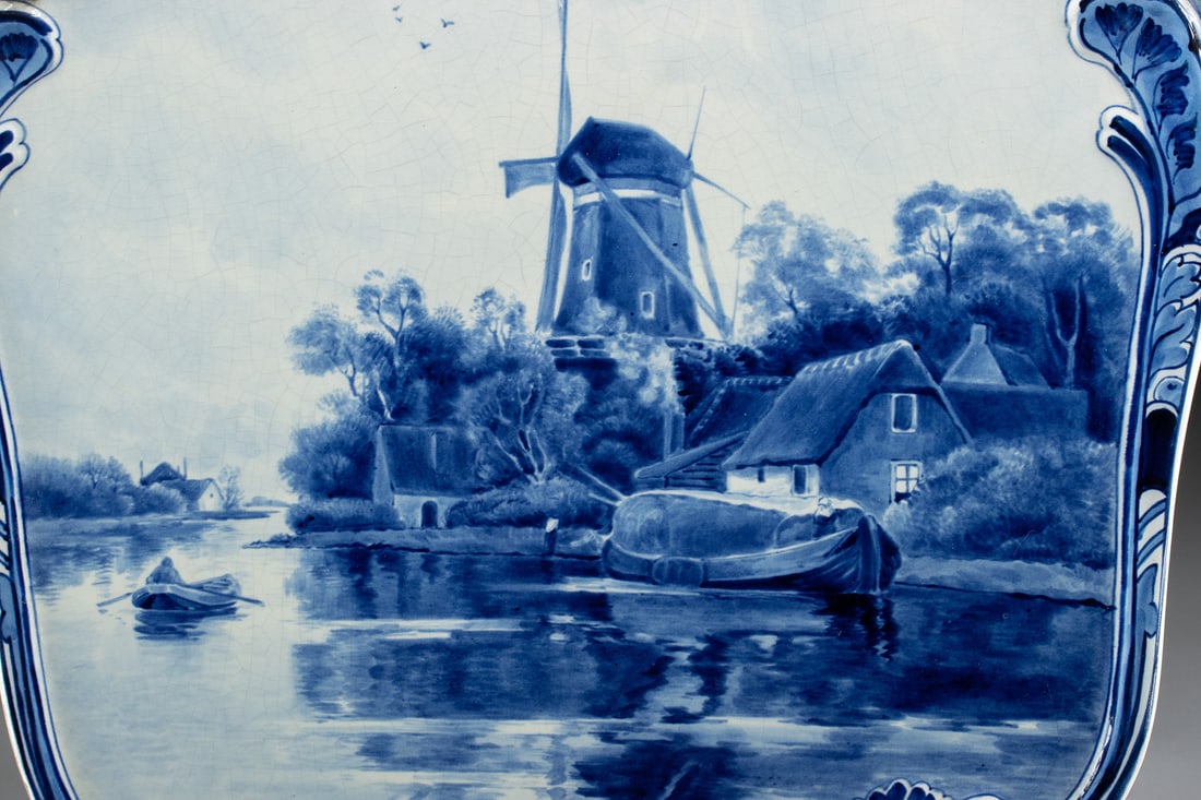Delftware Plaque Windmill Scene, 1912 Datecode Mark! - 2