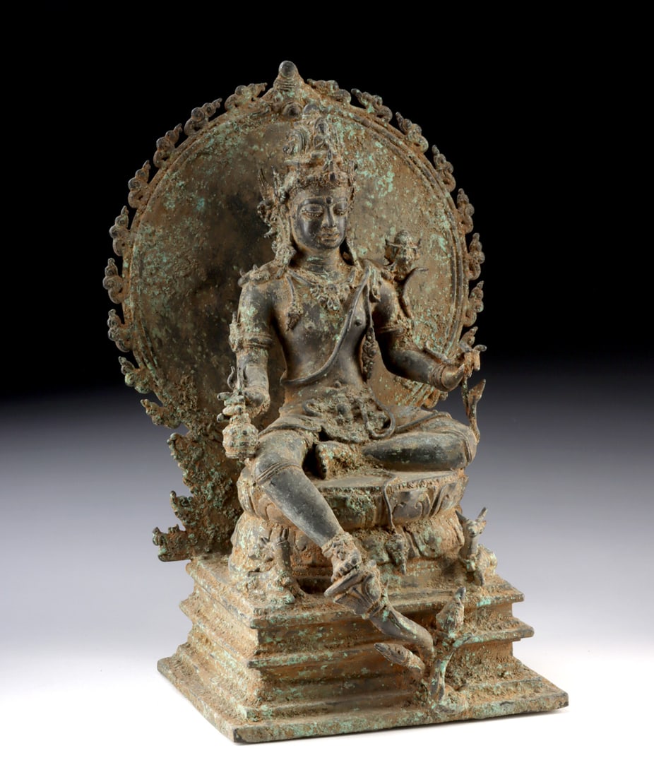 Indonesian Brass Figure of Seated Goddess - Tara (1 of 3)