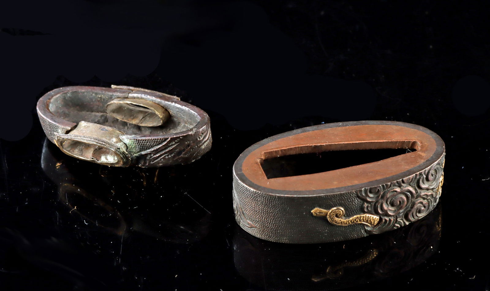 Japanese 19th C. Gilt Copper Sword Fuchi & Kashira - 3