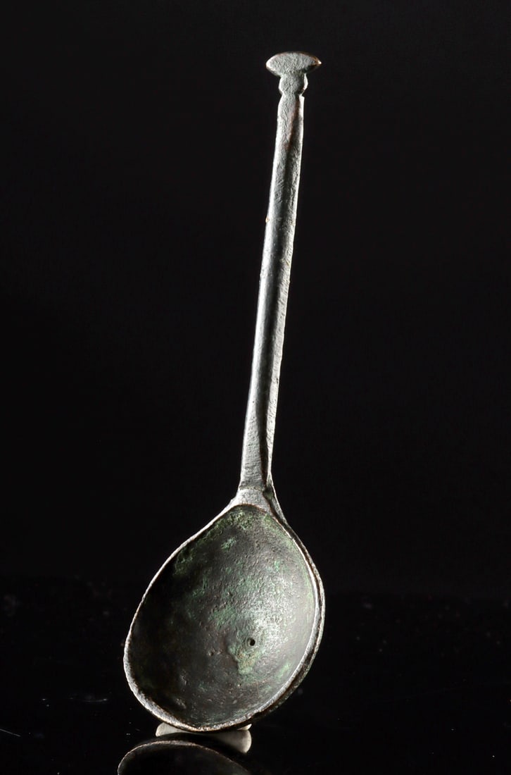 Post-Medieval European Leaded Brass Spoon w/ Hole (1 of 2)