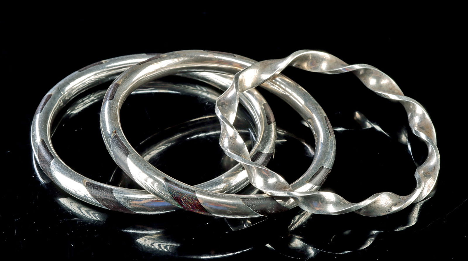 3 Spratling Silver & Ebony Bangle Bracelets (1 of 3)