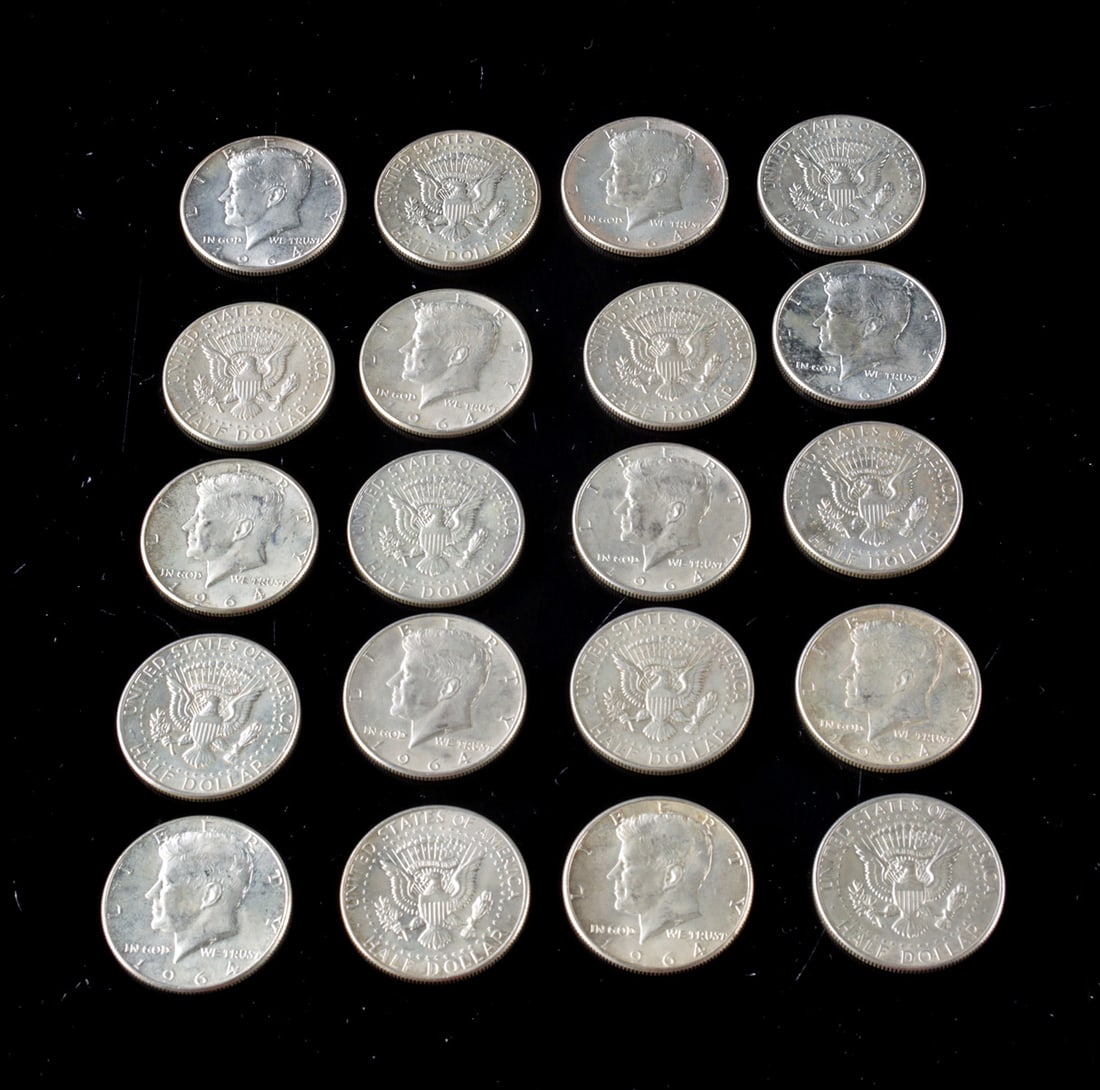 1964 Kennedy Half Dollar Silver Coins, Group of Twenty (1 of 2)