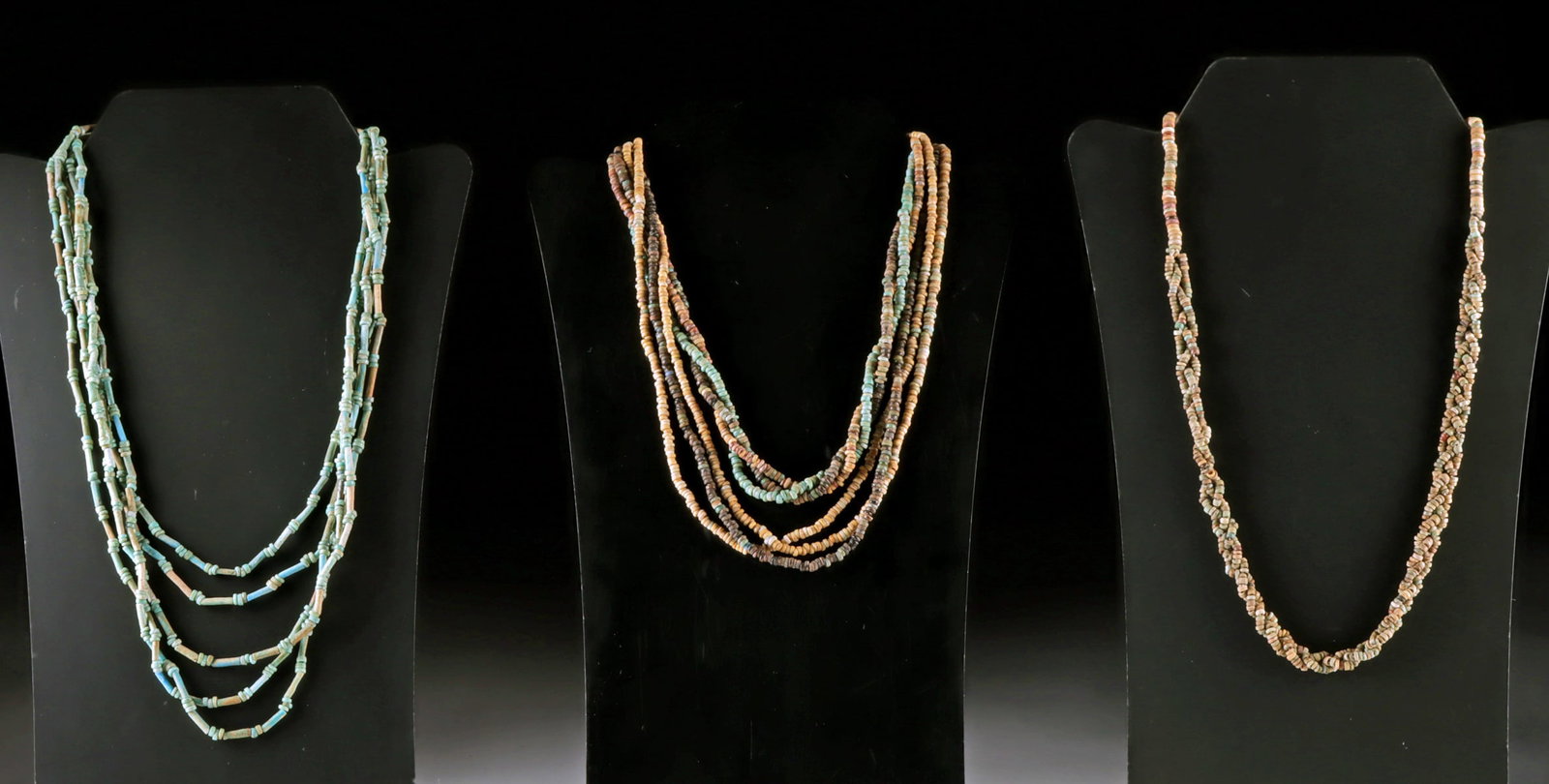 Three Ancient Egyptian Faience Bead Necklaces (1 of 4)