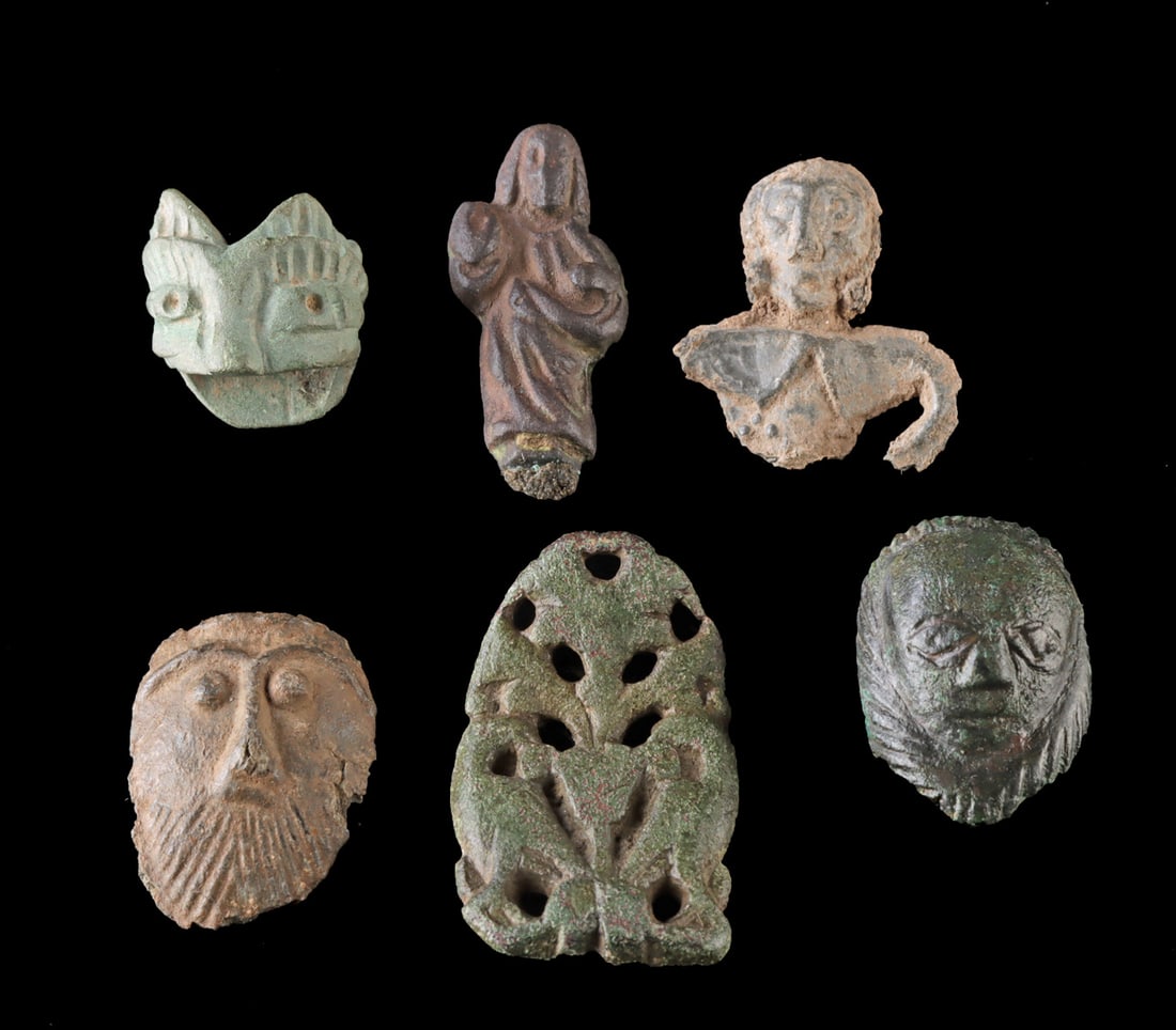 Roman / Medieval Bronze Faces & Amulets (6 pcs) (1 of 2)