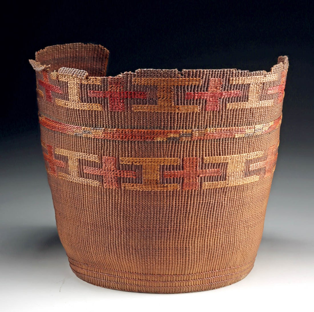 Early 20th C. Tlingit Spruce Root Twined Basket (1 of 3)