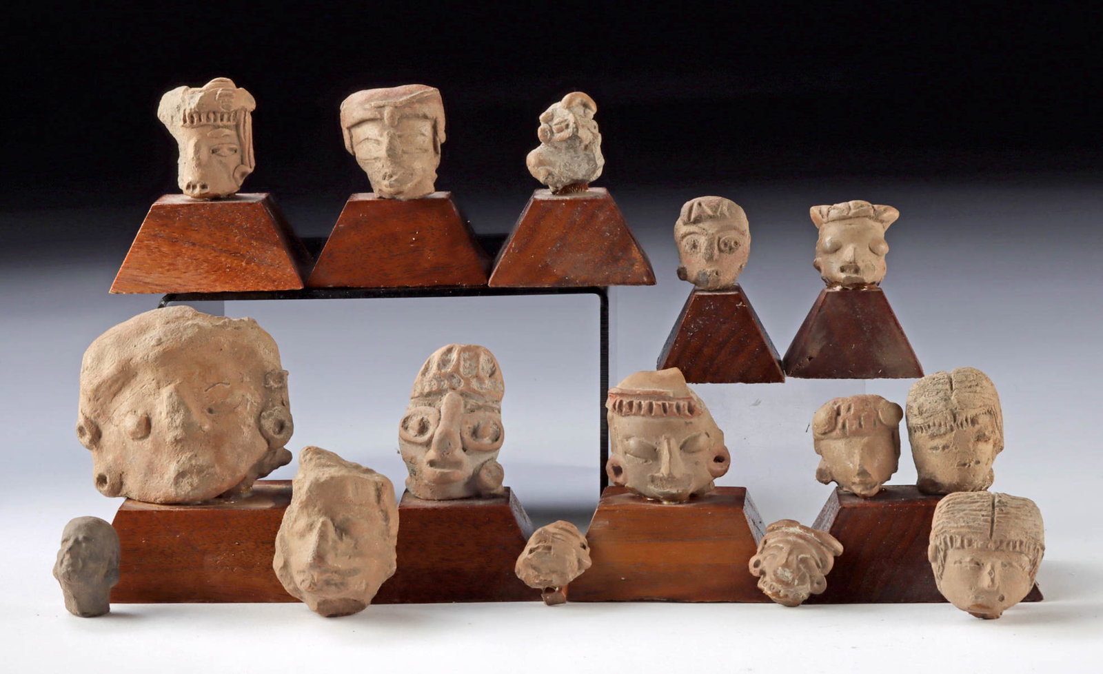 15 Pre-Columbian Pottery Heads - Mexico to Ecuador (1 of 1)