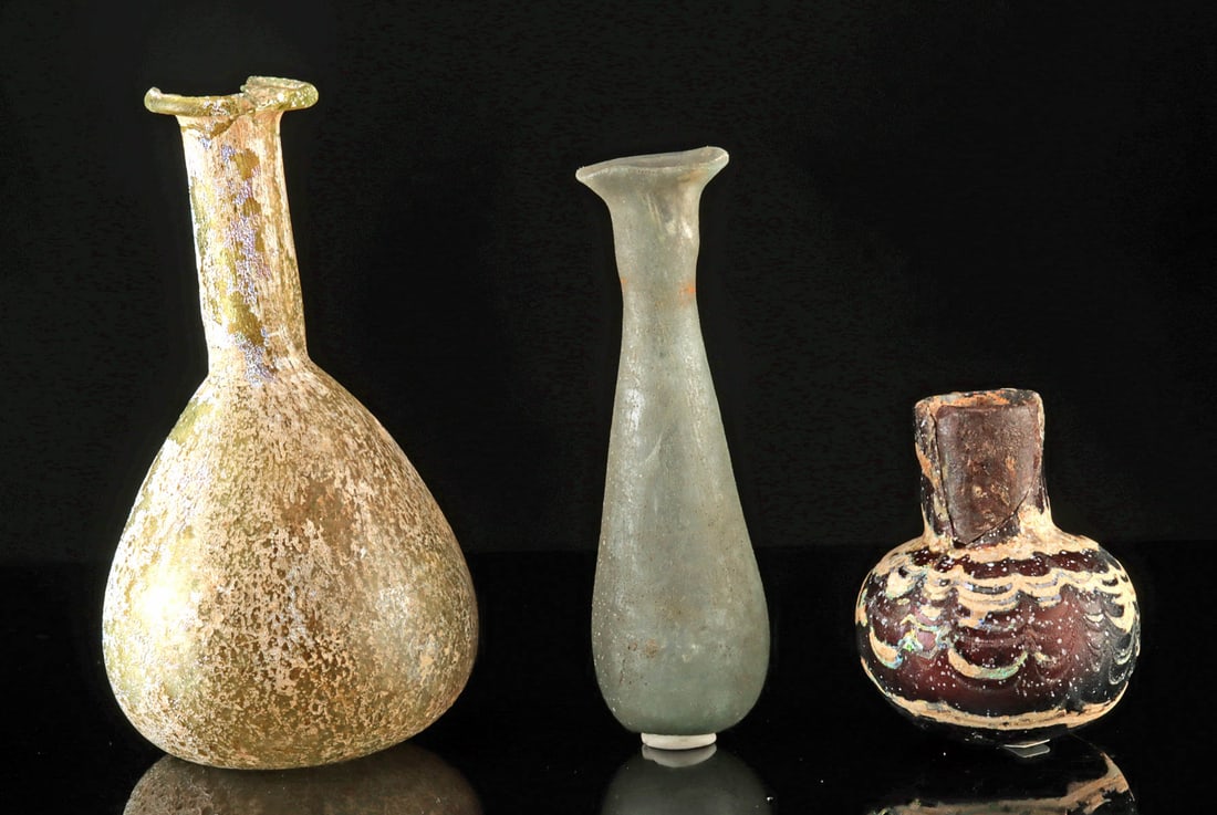 Three Dainty Ancient Roman Glass Vessels (1 of 2)