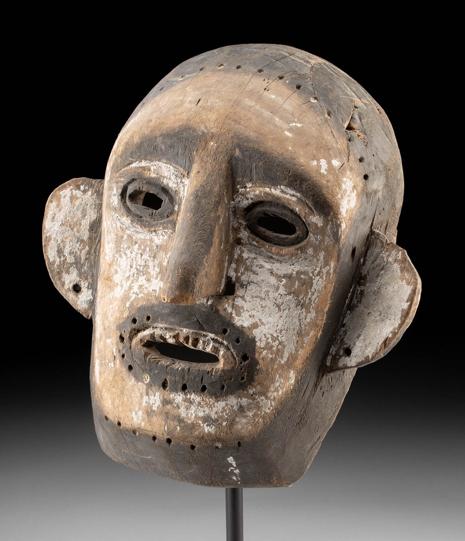 Dayak Anthropomorphic Wood Mask w/ Kaolin Pigments (1 of 3)