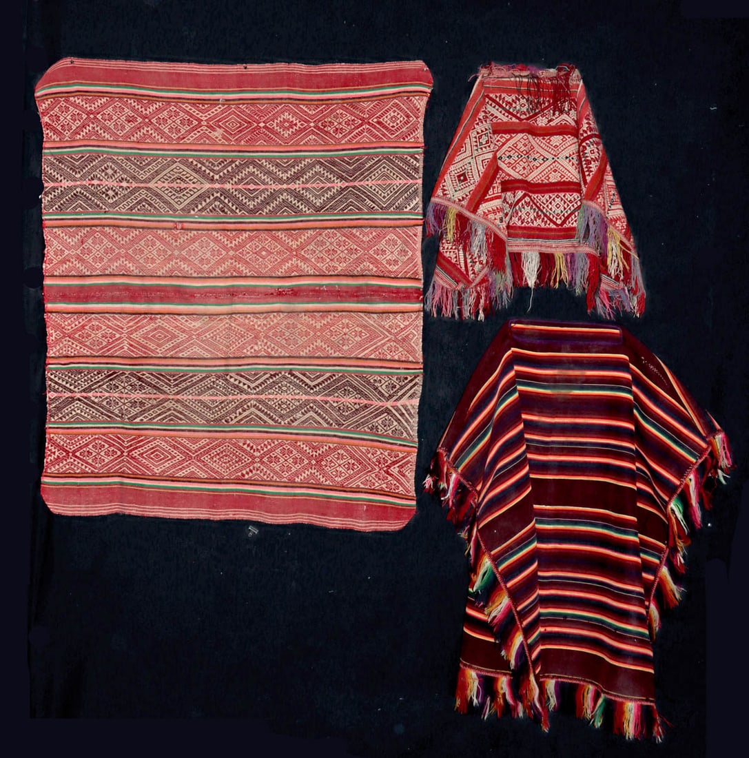 Three Peruvian Wool Ponchos & Aguayo Textiles (1 of 4)