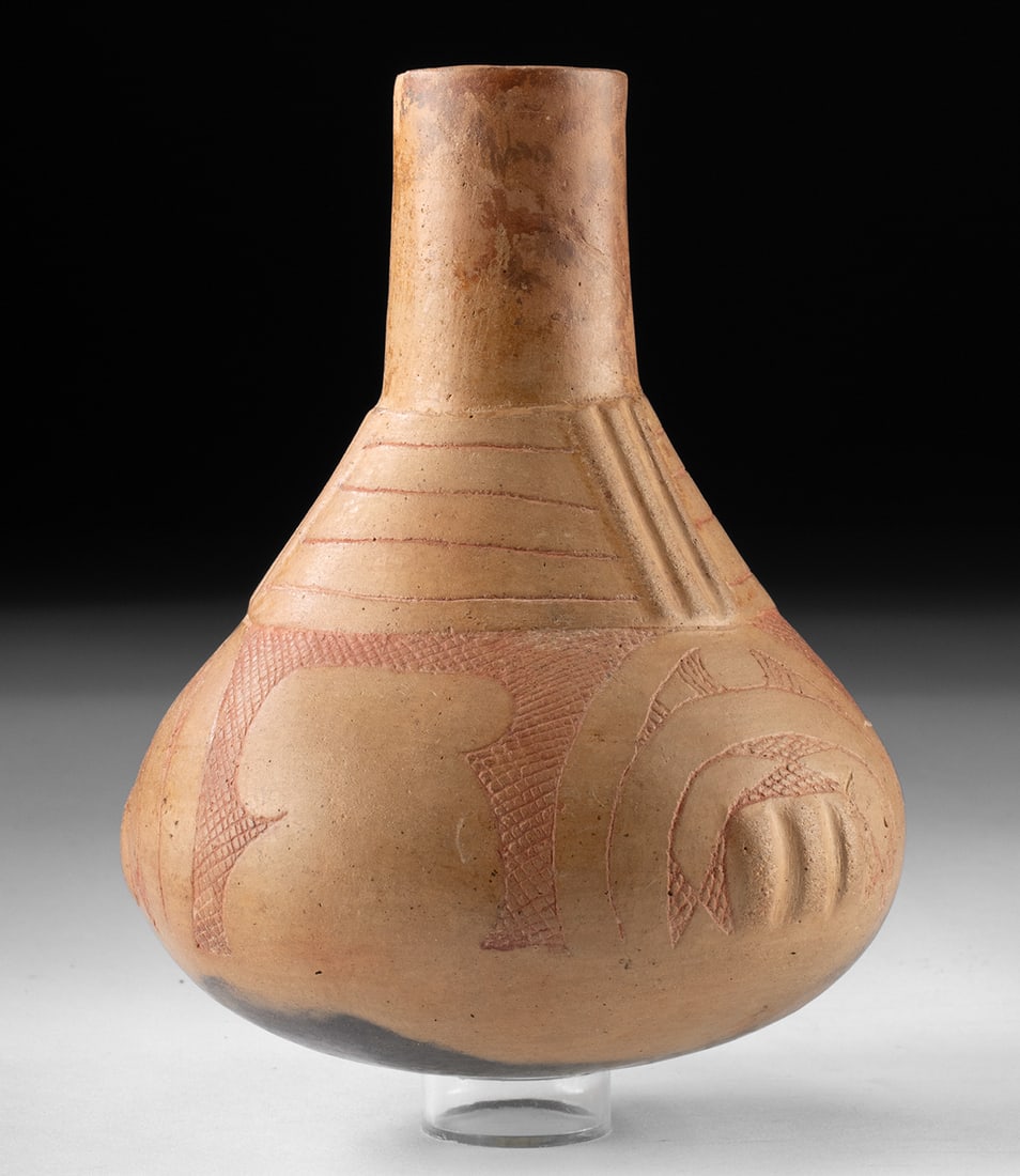 Caddo Orangeware Bottle - Incised Motifs (1 of 3)