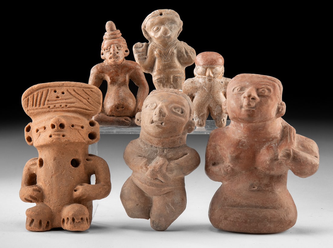 5 Pre-Columbian Pottery Figures Latin America & Ecuador (1 of 2)
