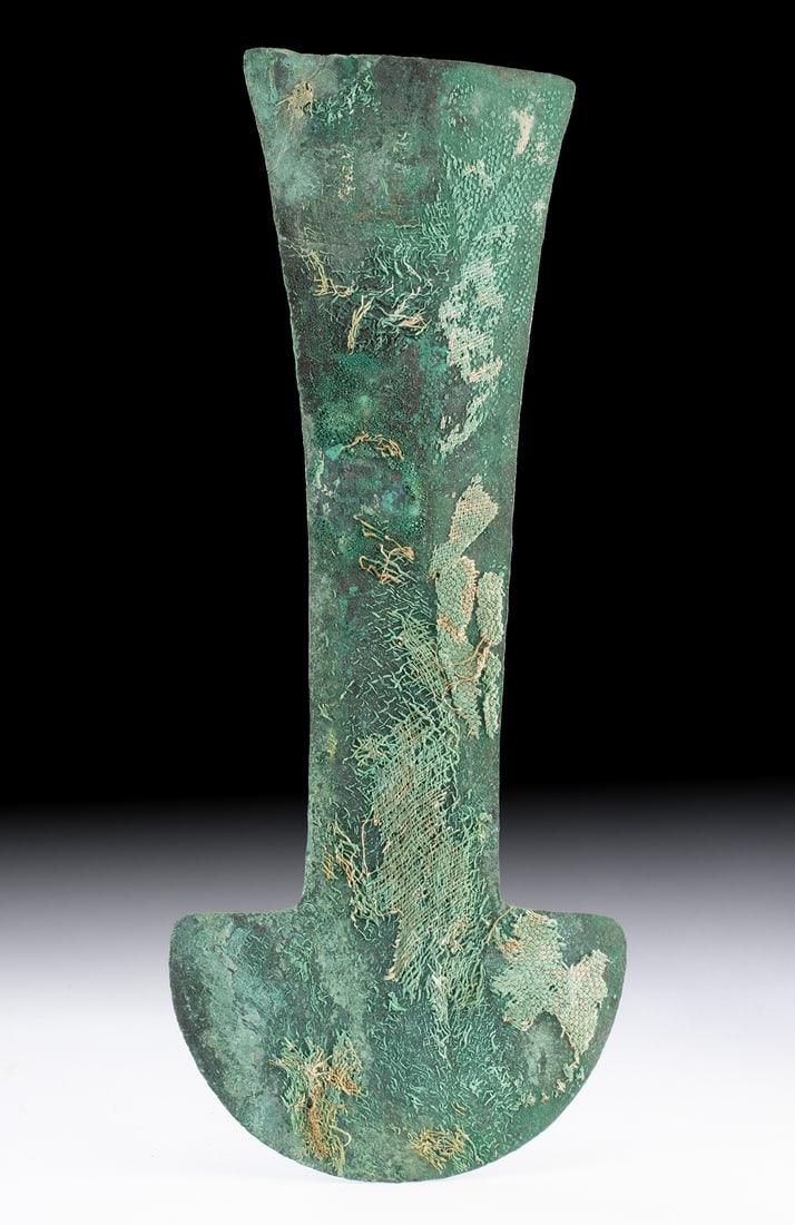 Huge Chimu Copper Tumi w/ Textile Encrustations (1 of 3)