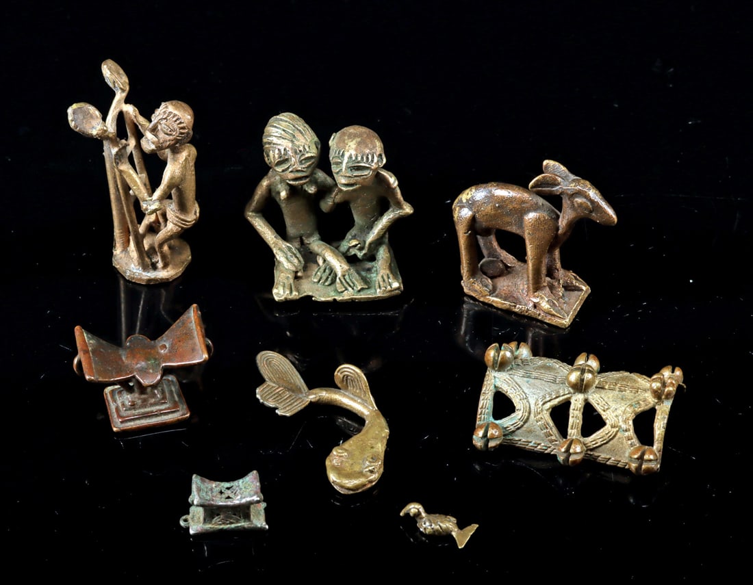8 Ghana Ashanti Brass Gold Dust Weights & Figurines (1 of 2)