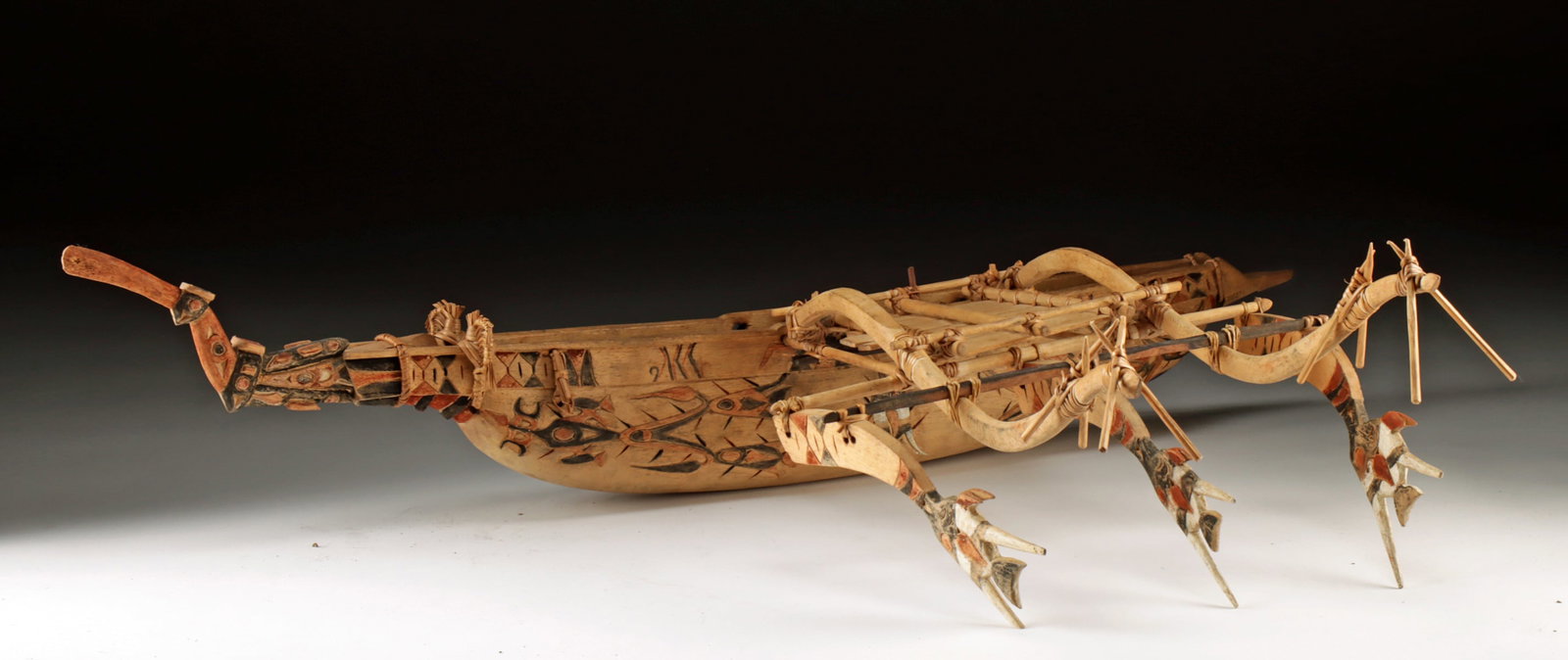 Superb Early 20th C. Papua New Guinea Wood Canoe Model (1 of 5)