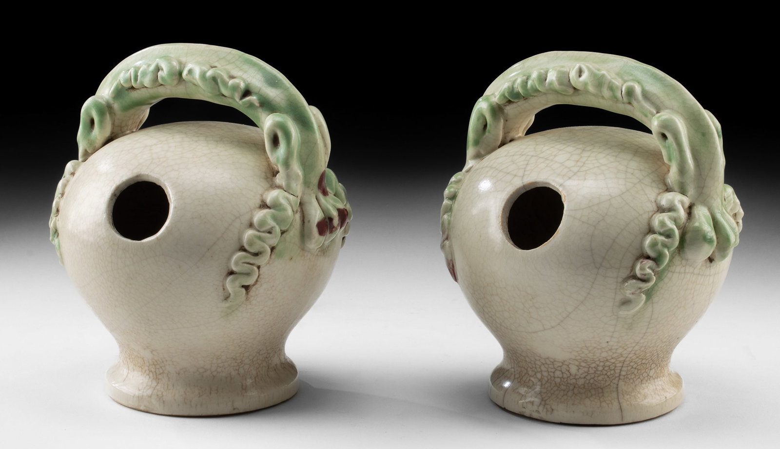 Pair of 16th C. Anamese Glazed Stoneware Lime Pots (1 of 3)