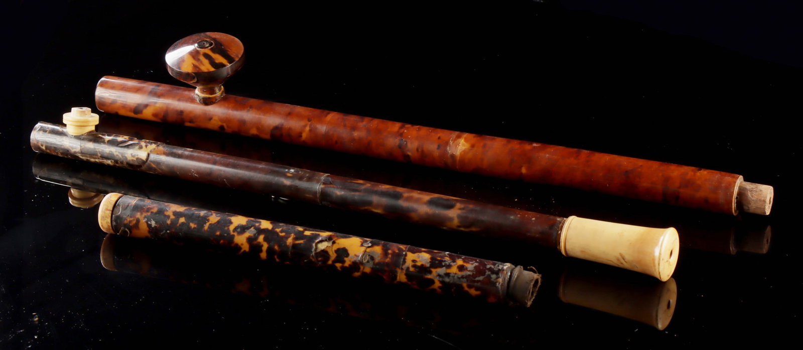 19th C. Chinese Smoking Pipes, Tortoiseshell & Ivory (1 of 3)