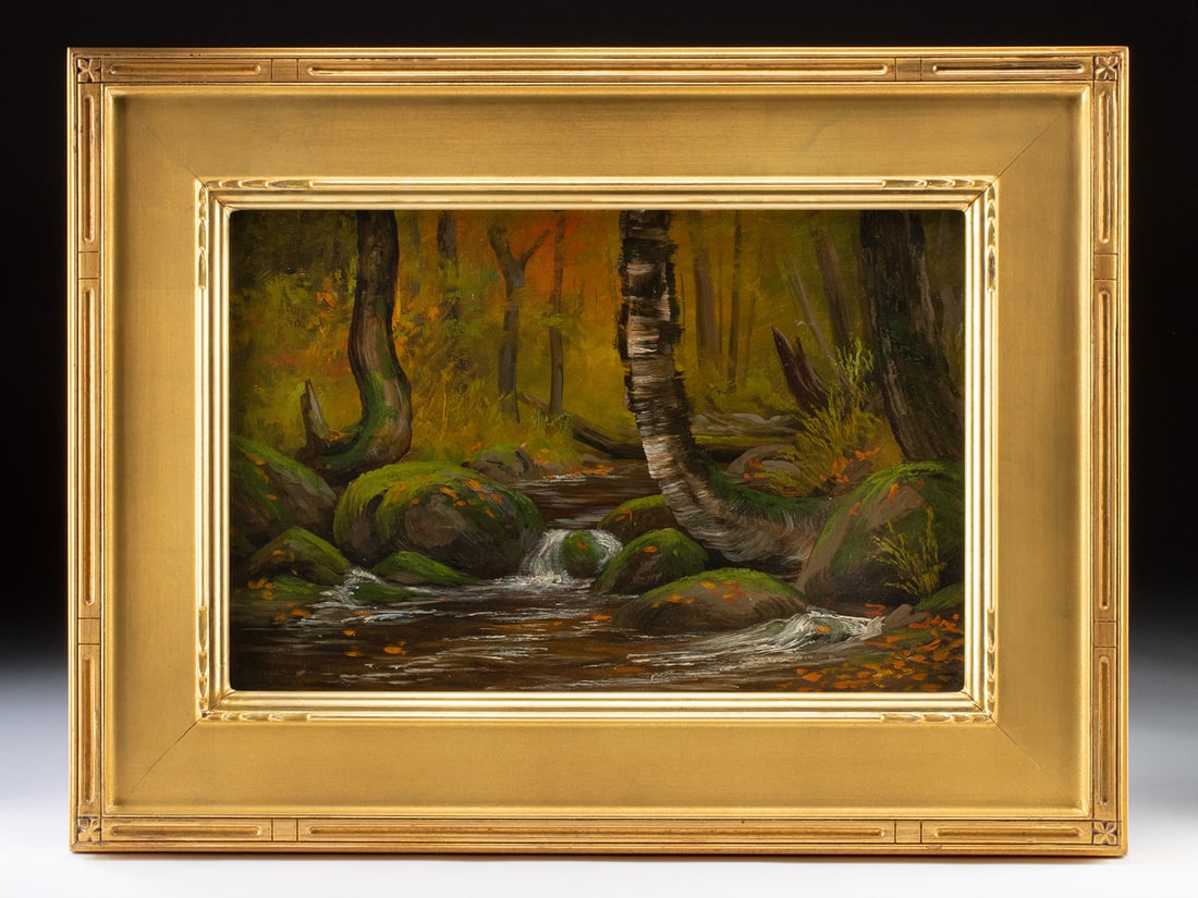 James E. Stuart Painting "Looking Up a Brook ?" (1906) (1 of 4)