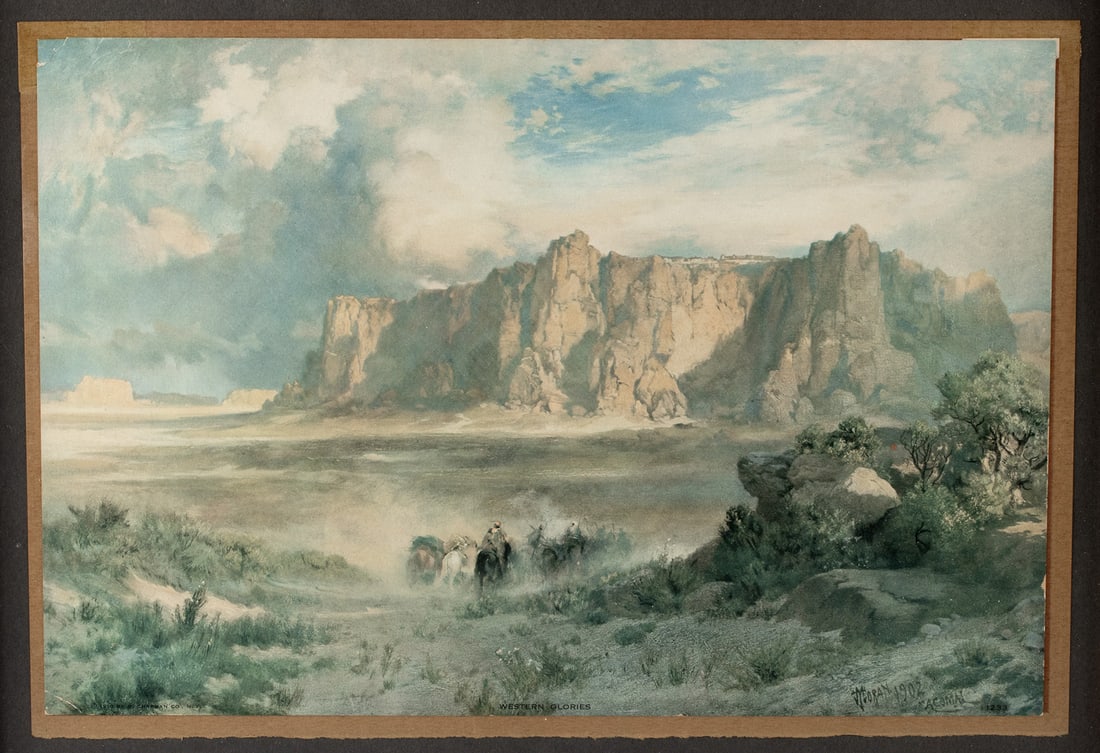 Thomas Moran Litho in Silvered Frame - "Acoma" (1910) (1 of 5)